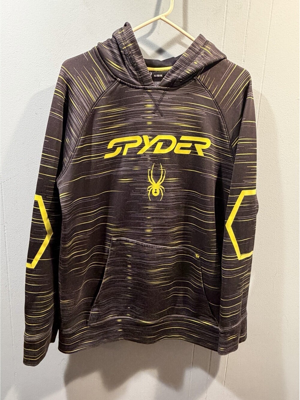 Mens Spyder Pullover Hoodie Size XL Black Green